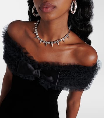Off-shoulder velvet and tulle minidress | Alessandra Rich