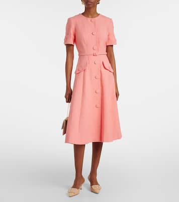Cotton and linen-blend midi dress | Carolina Herrera