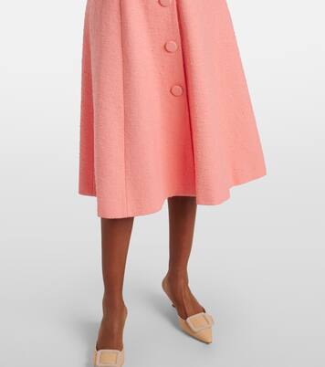 Cotton and linen-blend midi dress | Carolina Herrera