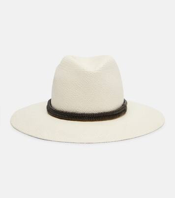 Monili leather-trimmed straw fedora | Brunello Cucinelli