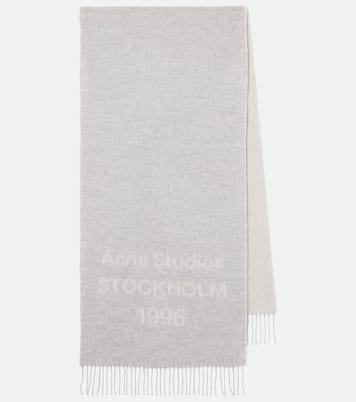 Fringed logo wool jacquard scarf | Acne Studios
