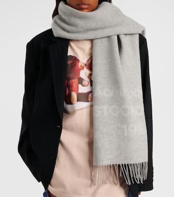 Fringed logo wool jacquard scarf | Acne Studios