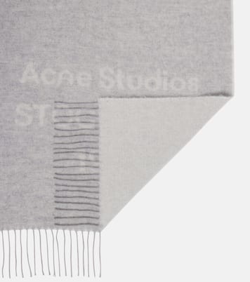 Fringed logo wool jacquard scarf | Acne Studios