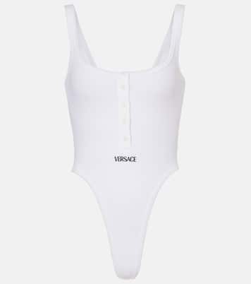 Logo ribbed-knit body suit | Versace