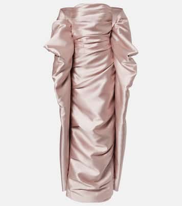 Caped satin bustier gown | Marmar Halim