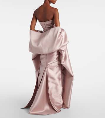 Caped satin bustier gown | Marmar Halim