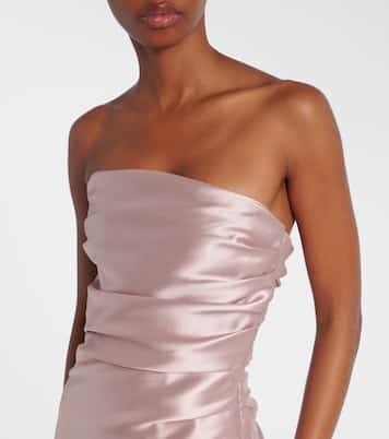 Caped satin bustier gown | Marmar Halim