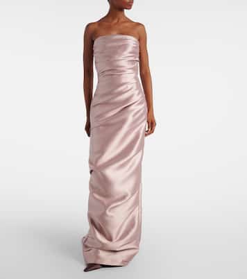 Caped satin bustier gown | Marmar Halim