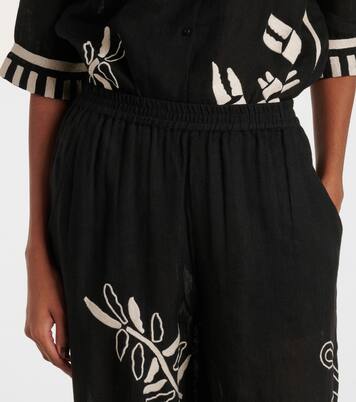 Pantalon ample Octopus brodé en lin | Eres