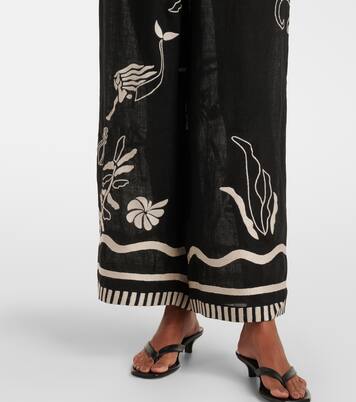 Pantalon ample Octopus brodé en lin | Eres