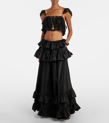 Lace-trimmed silk muslin bra top | Chloé