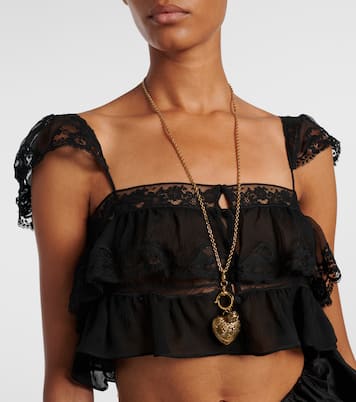 Lace-trimmed silk muslin bra top | Chloé