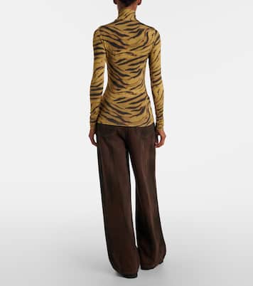 Tiger-print jersey top  | Ganni