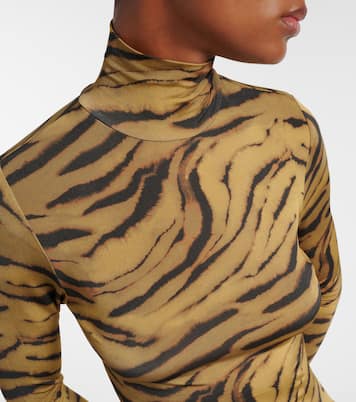 Tiger-print jersey top  | Ganni