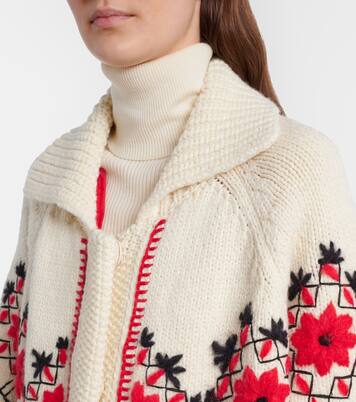 Embroidered wool-blend cardigan | Moncler Grenoble
