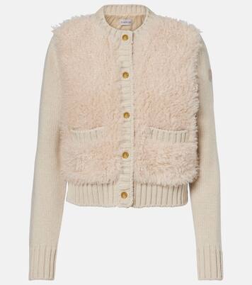 Down-paneled wool and teddy cardigan | Moncler