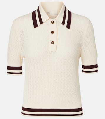 Cotton pointelle polo shirt | Tory Burch