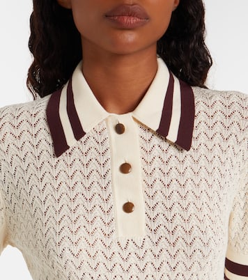 Cotton pointelle polo shirt | Tory Burch