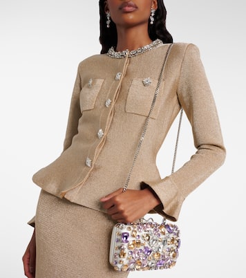 Crystal-embellished box clutch | Self-Portrait