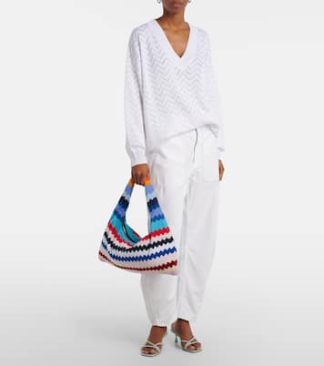 Zigzag cotton terry top-handle bag | Missoni