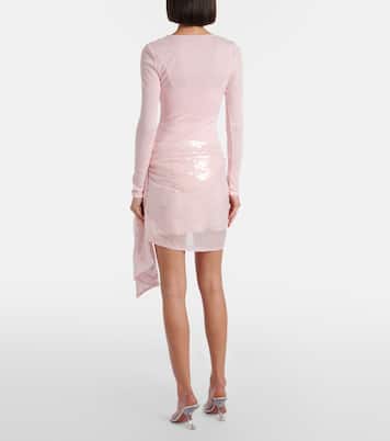 Pointelle sequined draped minidress | Area