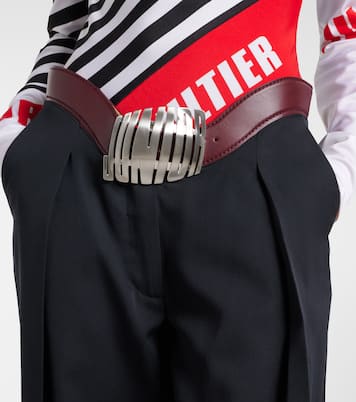 Leather-trimmed wool wide-leg pants | Jean Paul Gaultier