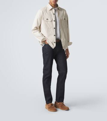 T-shirt rayé en lin et coton mélangés | Brioni