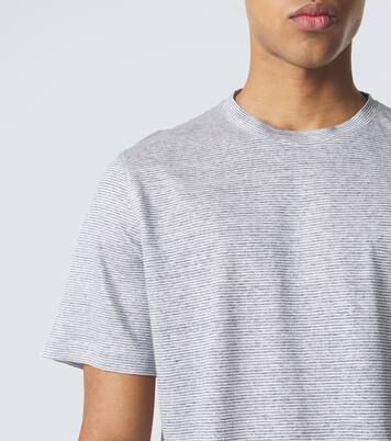 T-shirt rayé en lin et coton mélangés | Brioni
