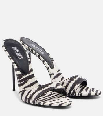 Lidia zebra-print canvas mules | Paris Texas