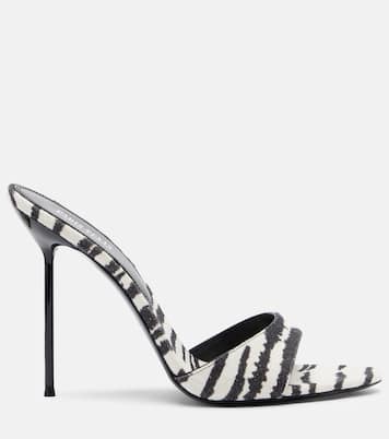 Lidia zebra-print canvas mules | Paris Texas