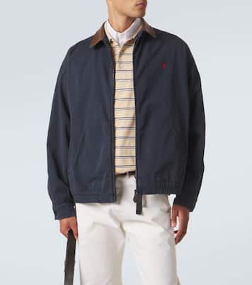 Blouson en coton à finitions en cuir | Prada