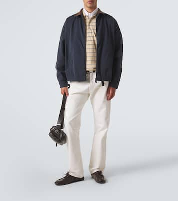 Blouson en coton à finitions en cuir | Prada