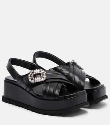 Sandales compensées Strass Buckle en cuir | Roger Vivier