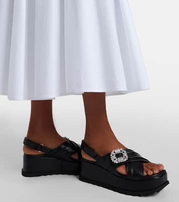 Sandales compensées Strass Buckle en cuir | Roger Vivier