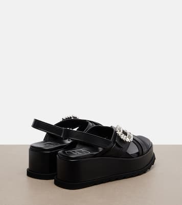 Sandales compensées Strass Buckle en cuir | Roger Vivier