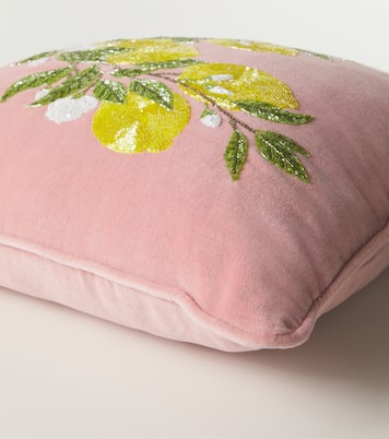 Embroidered cotton velvet cushion | Les-Ottomans