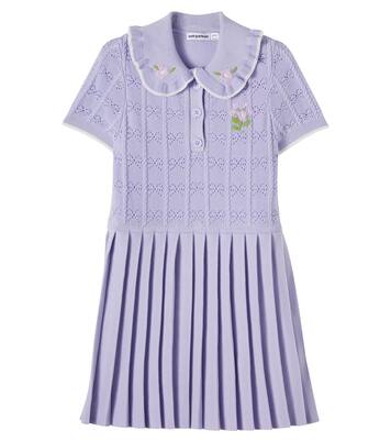 Pleated pointelle dress | Self-Portrait Kids