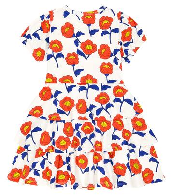 Flowers tiered cotton-blend jersey dress | Mini Rodini