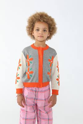 Cardigan Tiny Flowers in cotone e lana | Tinycottons