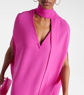 VGold caped silk maxi dress | Valentino