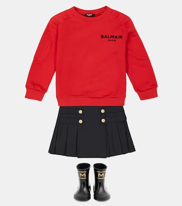 Logo cotton jersey sweatshirt | Balmain Kids