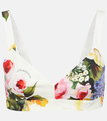 Floral cotton poplin bra top | Dolce&Gabbana