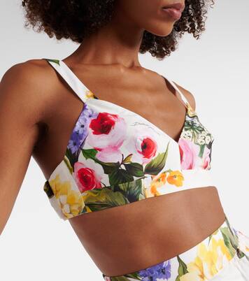 Floral cotton poplin bra top | Dolce&Gabbana