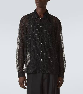 Pewter Shoal sequined mesh shirt | Bode