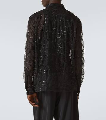 Pewter Shoal sequined mesh shirt | Bode