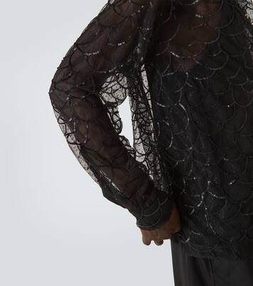 Pewter Shoal sequined mesh shirt | Bode