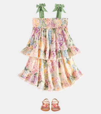 Halliday shirred floral cotton top | Zimmermann Kids