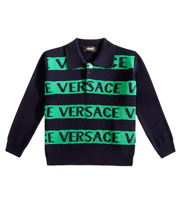 Logo wool polo sweater | Versace Kids