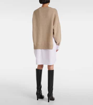 Pullover aus Schurwolle und Baumwollpopeline | Stella McCartney
