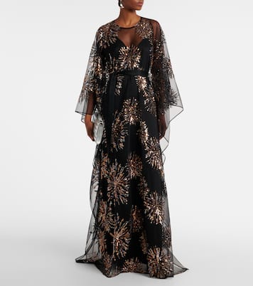 Cafetan Gran Soleil en tulle à ornements | Taller Marmo